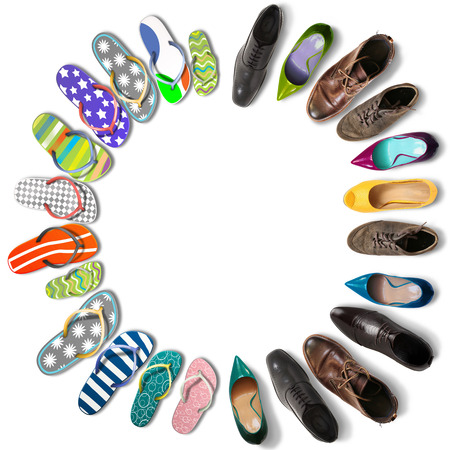 Summer holidays, office shoes colored flip flops, travelの写真素材
