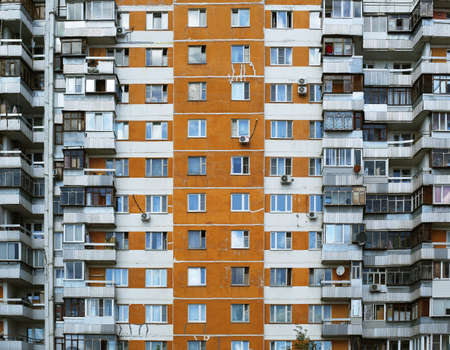 Big house, city life, windows and balconiesの写真素材