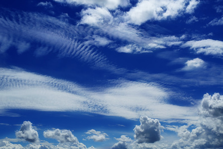 Blue sky with white Cumulus clouds, beautiful background