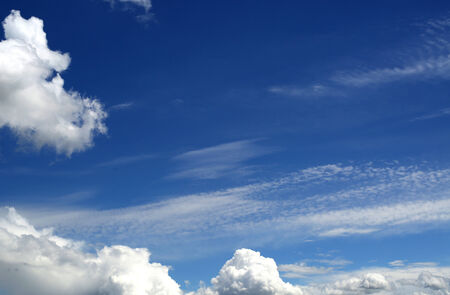 Blue sky with white Cumulus clouds, beautiful backgroundの写真素材