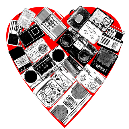 Collage of music, color and bright musical backgroundの写真素材