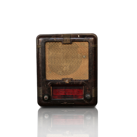 Retro recorder, audio system on the white backgroundの写真素材