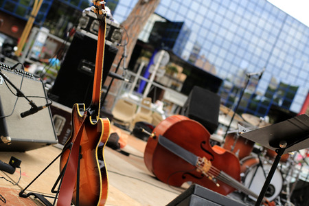 Guitar and musical instruments, musical performanceの写真素材