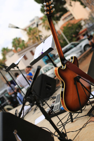 Guitar and musical instruments, musical performanceの写真素材