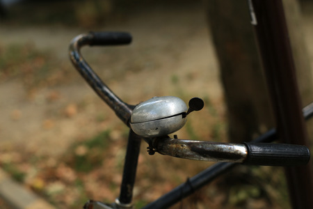 Urban retro bicycles on the street, the wheelの写真素材