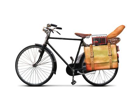 Classic urban bike with the loaded trunkの写真素材