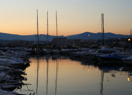 France Riviera, the marine Bay with yachts and boatsの写真素材