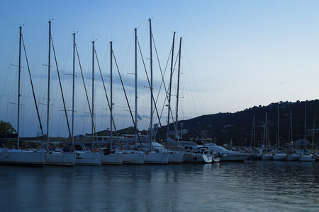 France Riviera, the marine Bay with yachts and boatsの写真素材
