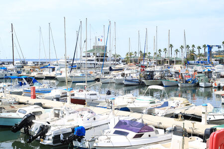 France Riviera, the marine Bay with yachts and boatsの写真素材