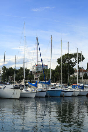 France Riviera, the marine Bay with yachts and boatsの写真素材