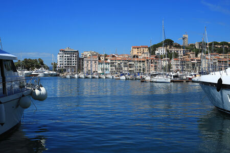 France Riviera, the marine Bay with yachts and boatsの写真素材