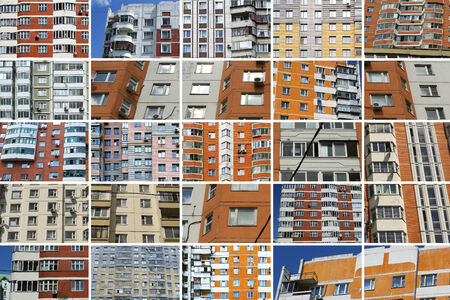 House and the construction, collage with buildingsの写真素材