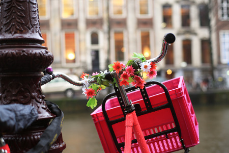 Urban retro bicycle on the streetの写真素材