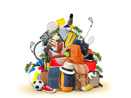 Vacation and travel, a huge pile of things for the holidayの写真素材