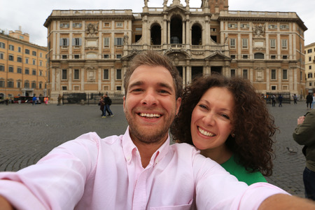 Couple of tourist in Romeの写真素材