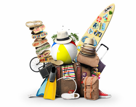 Luggage, goods for holidays, leisure and travelの写真素材