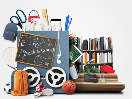 School, Education and book with a bookmarksの写真素材