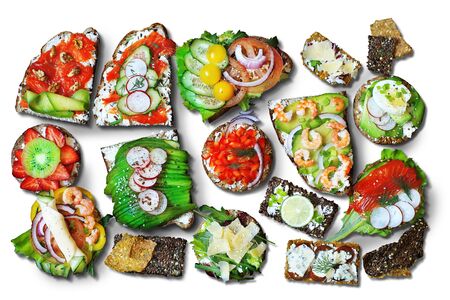 Sandwiches with different breads and with different ingredientsの写真素材