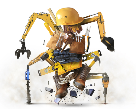 Building tools and equipment like a construction robotの写真素材