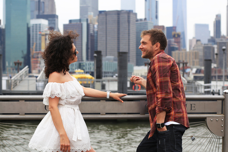 Young couple relaxing in new York during the holidaysの写真素材