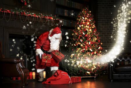 Christmas night, Santa Clausの写真素材