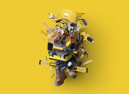 Construction tools and instruments, a concept on the theme of toolsの写真素材