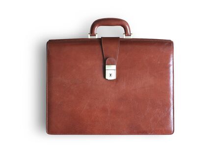 Large classic brown leather business bagの写真素材