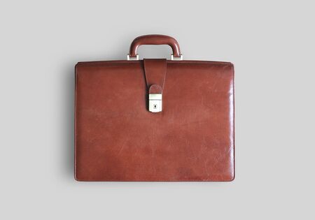 Large classic brown leather business bagの写真素材