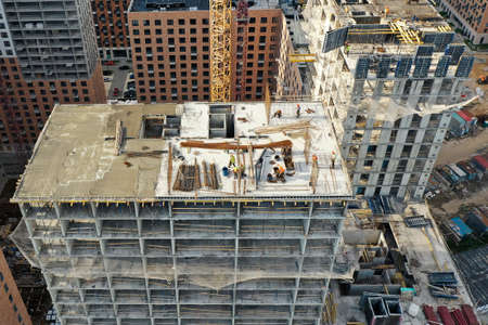 Construction of a high monolithic house, view from the topの写真素材