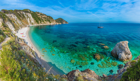 Sansone beach with amazing turquoise water, Elba Island, Tuscany, Italy.のeditorial素材