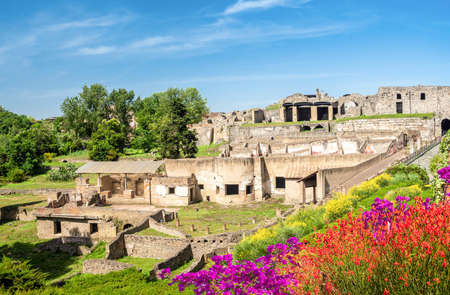 Ancient ruins of Pompei city (Scavi di Pompei), Naples, Italyのeditorial素材