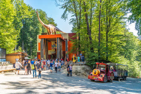 Rasnov, Romania - 01 September, 2019: Entrance to the Dino Park in Rasnov. Romaniaのeditorial素材