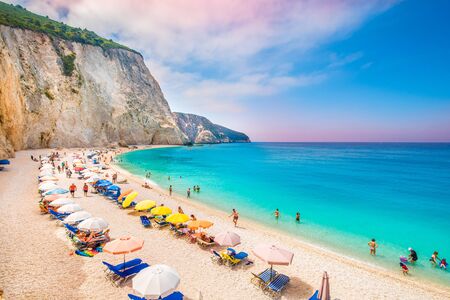 Porto Katsiki beach on the Ionian sea, Lefkada island, Greece.の写真素材