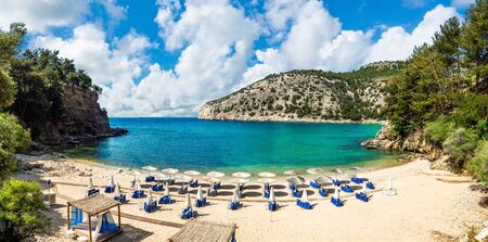 Arsanas beach, wild and small beach in the northeastern island of Thassos, Greeceの写真素材