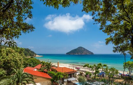 Landscape with Amazing Paradise Beach on Thassos, Aegean Sea, Greeceの写真素材