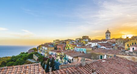 View of Capoliveri village, Elba island, Tuscany.の写真素材