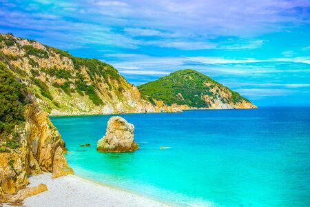 Panoramic view of Sansone beach, Elba Island, Tuscany,Italy.の写真素材