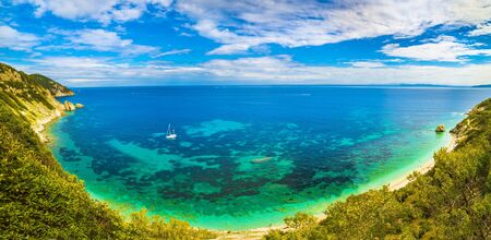 Panoramic view of Sansone beach, Elba Island, Tuscany,Italy.の写真素材