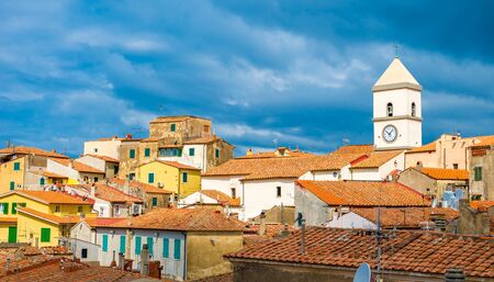Capoliveri village panorama of Elba island, Tuscany, Italy, Europe.の写真素材