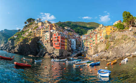 Riomaggiore, a coastal village in Cinque Terre, Italyのeditorial素材