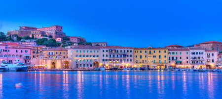 Night panorama over Portoferraio town of  isola d'Elba, Elba island in Tuscany region, Italy.のeditorial素材