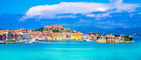 Panoramic view over Portoferraio town of  isola d'Elba, Elba island in Tuscany region, Italy.のeditorial素材