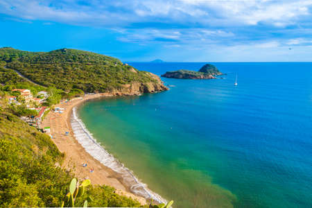 Panoramic view of  Innamorata  beach, Elba Island, Tuscany,Italy.のeditorial素材