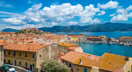Panoramic view over Portoferraio town of  isola d'Elba, Elba island in Tuscany region, Italy.のeditorial素材