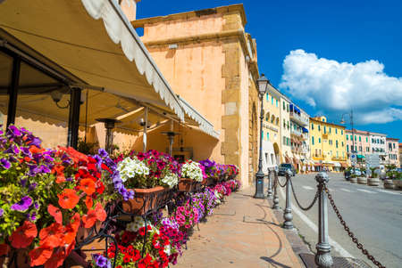 Portoferraio steet of  isola d'Elba, Elba island in Tuscany region, Italy.のeditorial素材