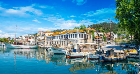 Old harbour on Limenas, capital and main port of Thassos island, Greeceのeditorial素材