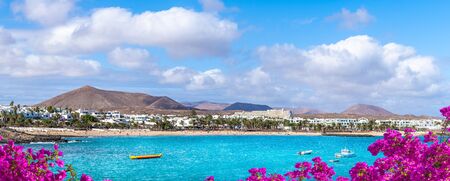 Landscape with Costa Teguise on Lanzarote, Canary Islandsの写真素材