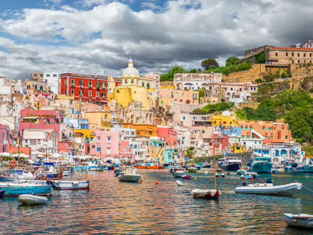 Landscape with colorful houses on Procida island, Italyのeditorial素材