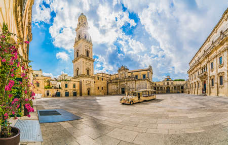 Lecce, Italy - Piazza del Duomo square and Virgin Mary Cathedral , Puglia region, southern Italyのeditorial素材