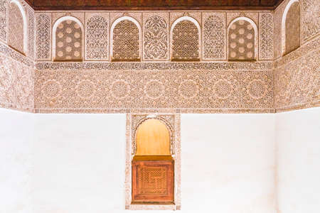 Marrakech, Morocco - November 13, 2017: Old Islamic school of Ali Ben Youssef Medersa in Marrakesh,...